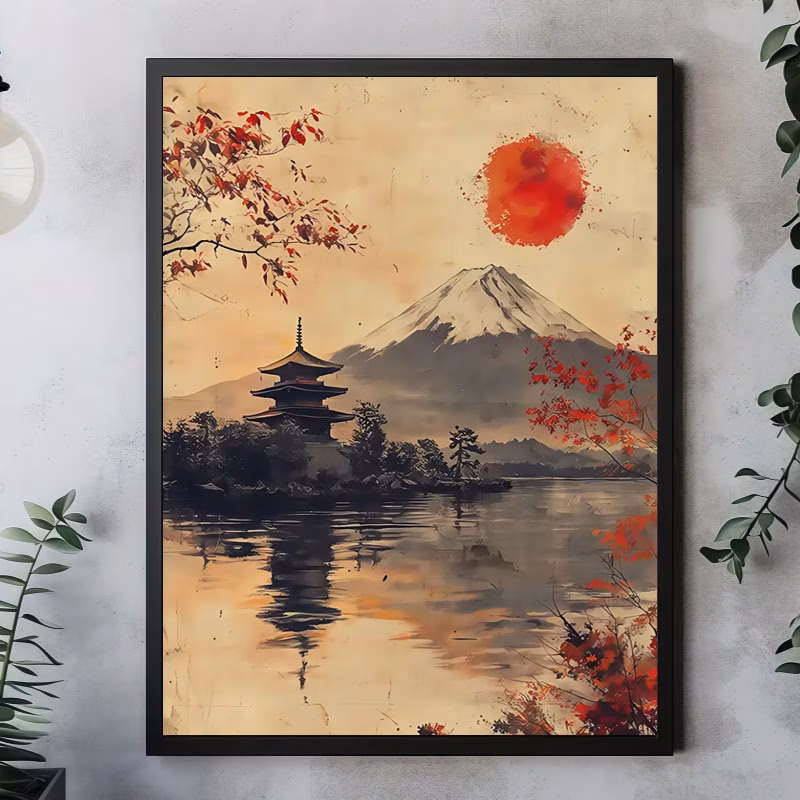 Affiche impression sur toile art japonais vintage " Mont Fuji "