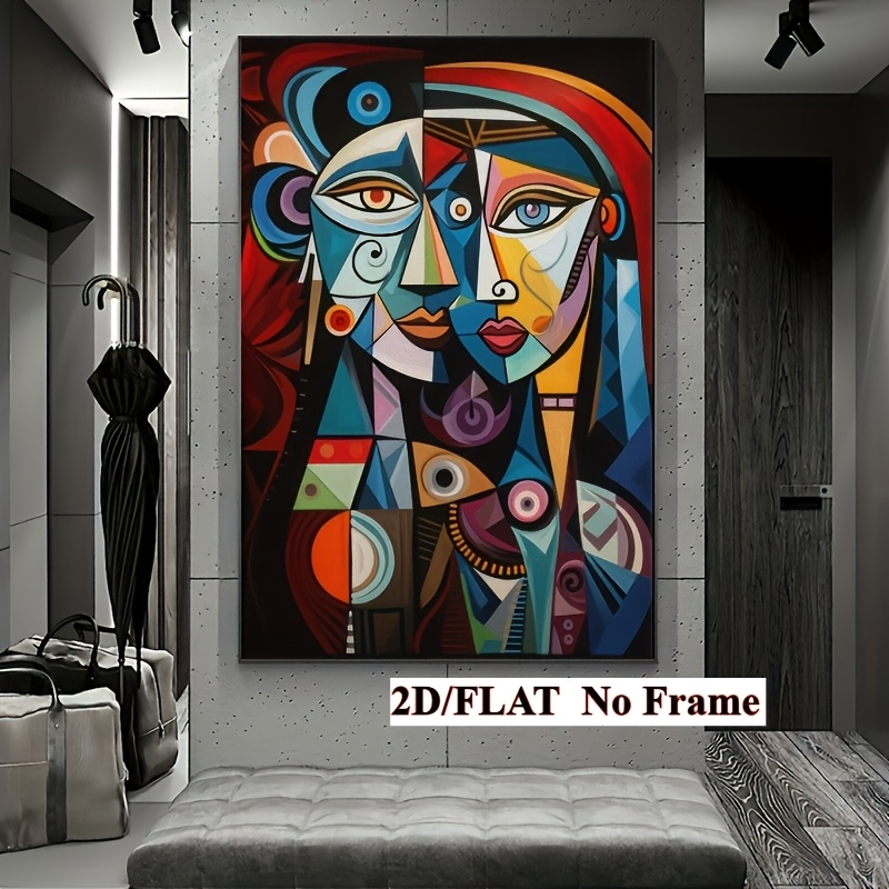 Portrait Géométrique Abstrait Coloré - Art Mural Moderne