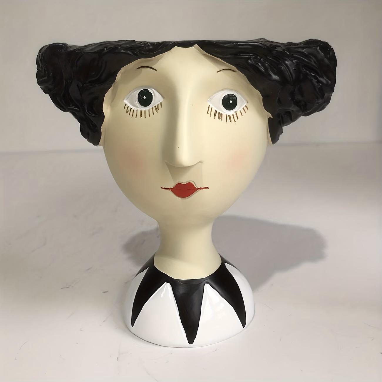 Jardinière Tête de Dame Vintage en Résine