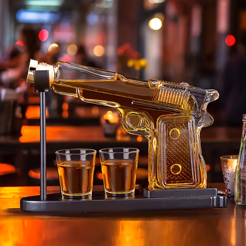 Carafe à Whisky en Verre Unique — 230 ml/7,78 oz avec 2 Verres à Whisky 50 ml